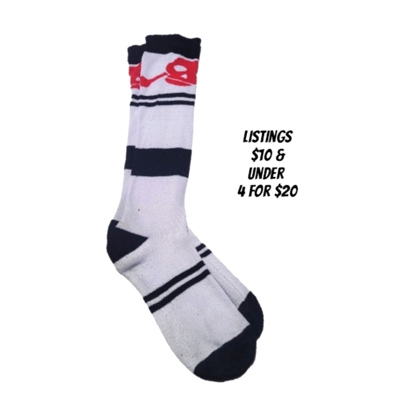 Knee Socks Skull and Bones Striped Long High Rise Goth Biker - Picture 1 of 7